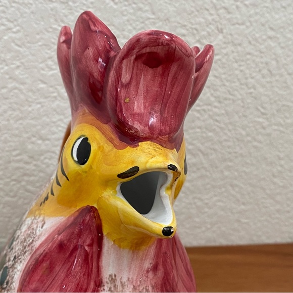 Vintage M.G.P. DERUTA Italy Handpainted Ceramic Rooster Chicken 9” Pitcher - Picture 9 of 16